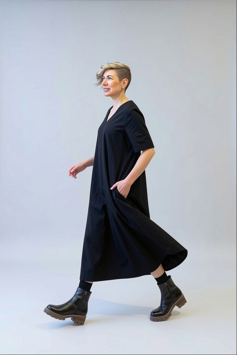The Smock Dress - Black Cotton