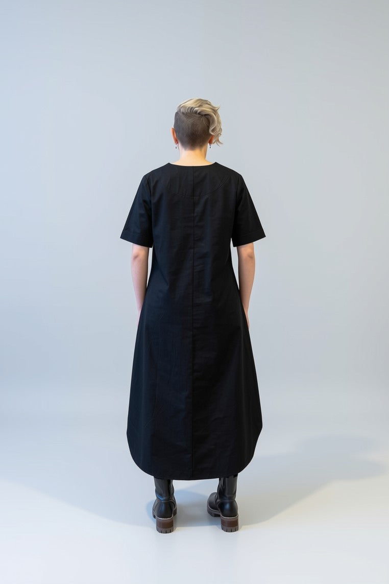 The Smock Dress - Black Cotton
