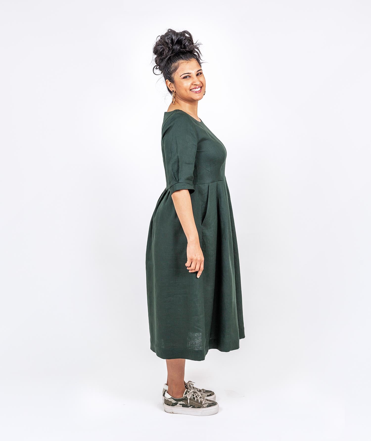 Pleated Linen Dress by Holi Boli