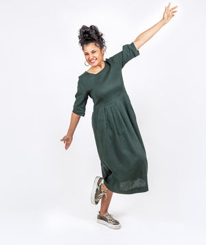 Pleated Linen Dress by Holi Boli