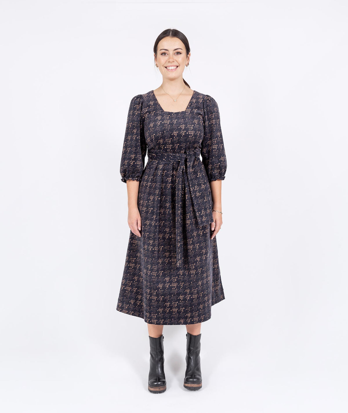 Printed Corduroy Dress