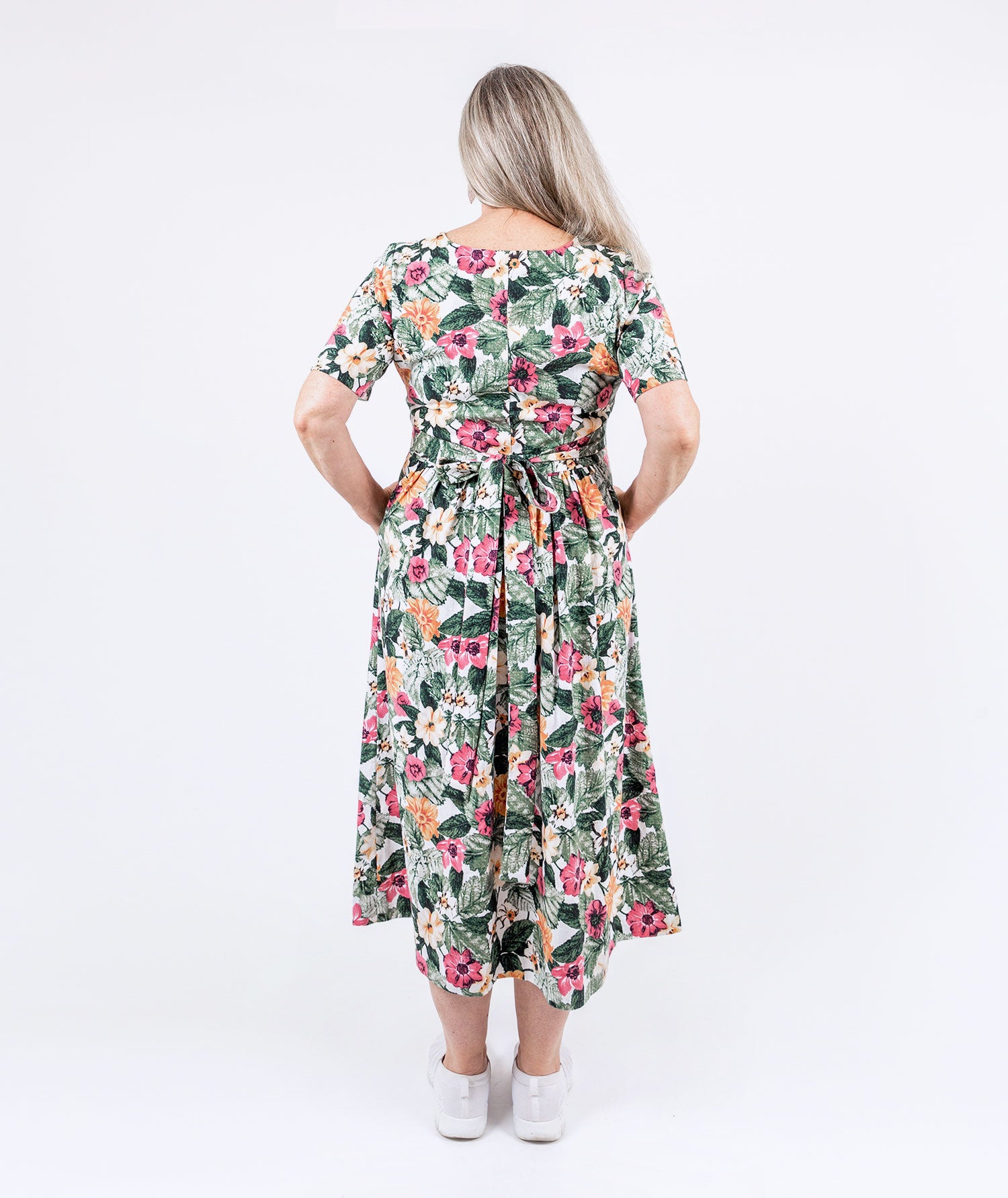Leaf Print Dress - Cream