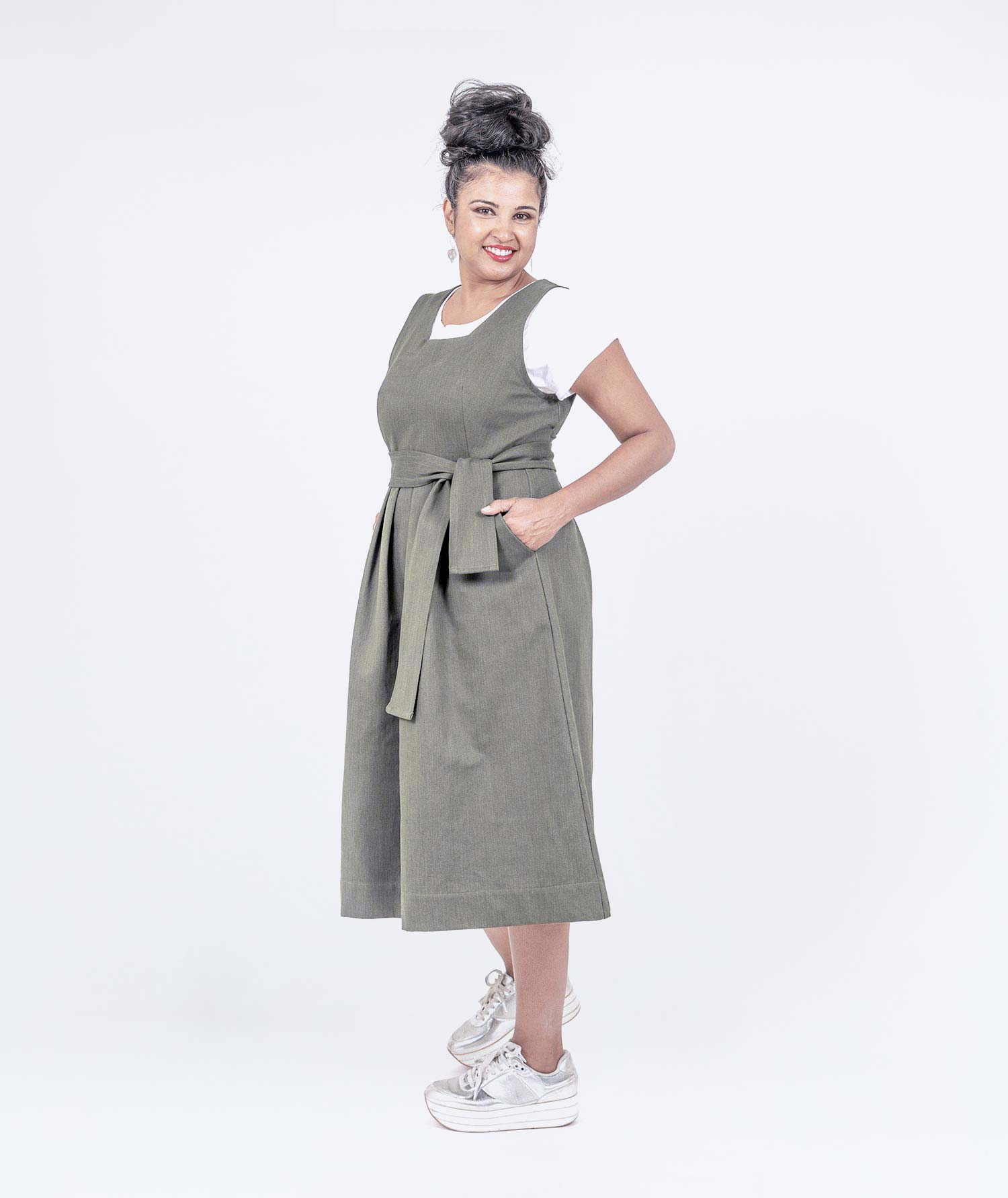 Pleated Pinafore Dress