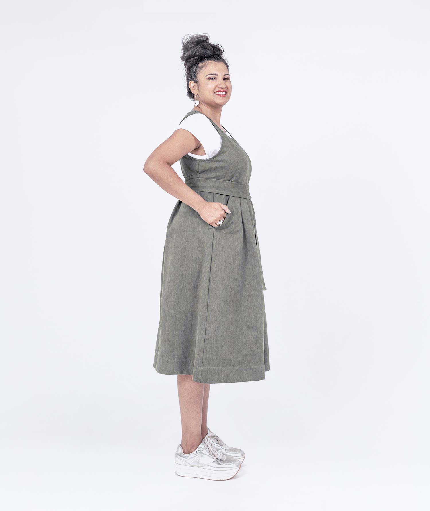 Pleated Pinafore Dress