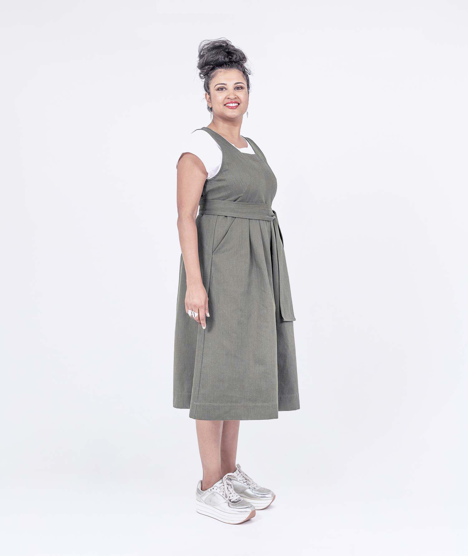 Pleated Pinafore Dress