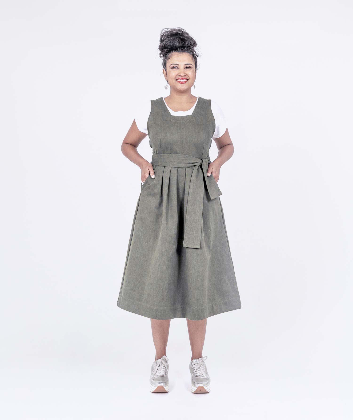 Pleated Pinafore Dress