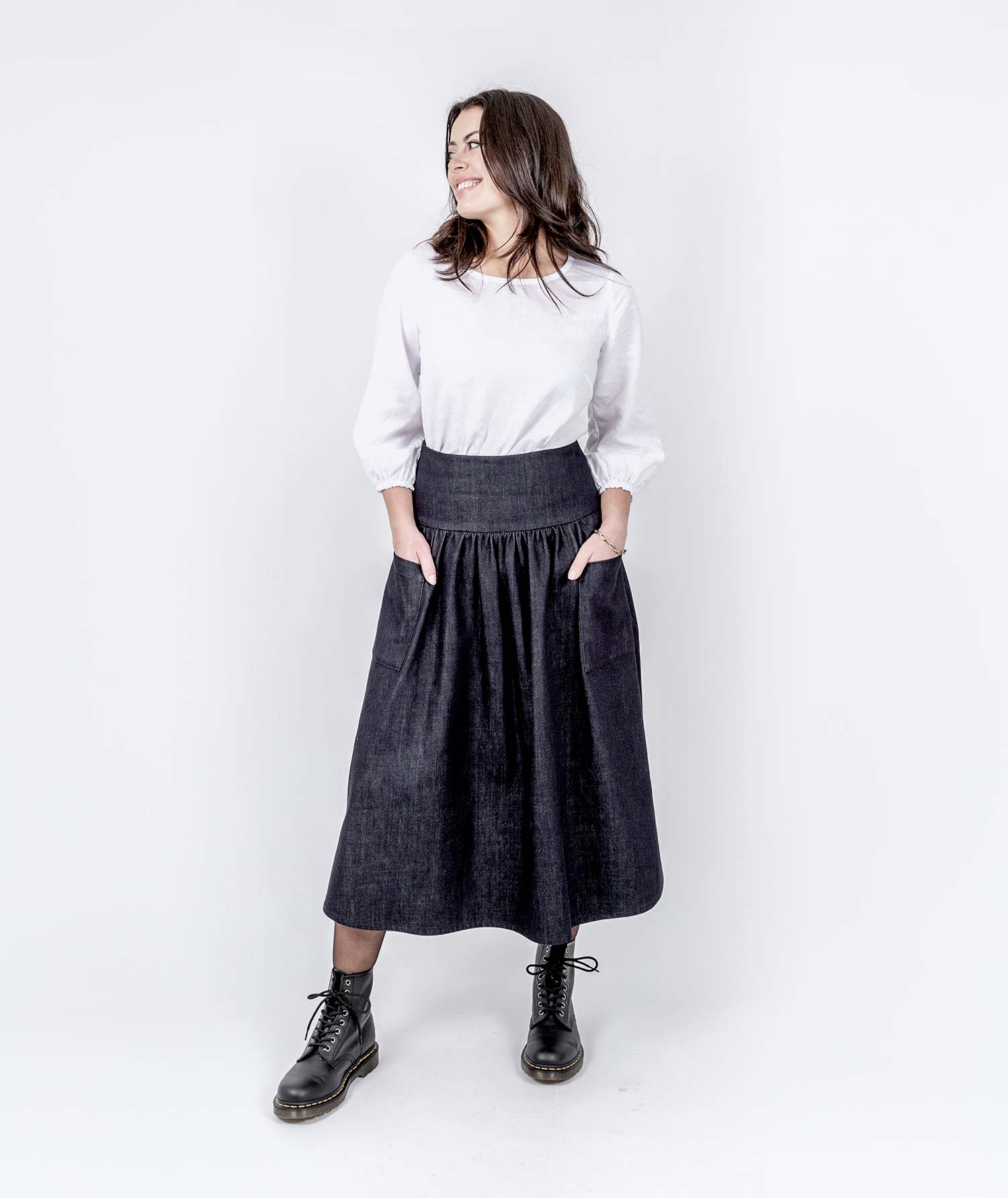 Abundance Denim Skirt - Blueblack Organic Denim