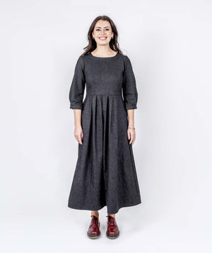 Long Pleated Denim Dress