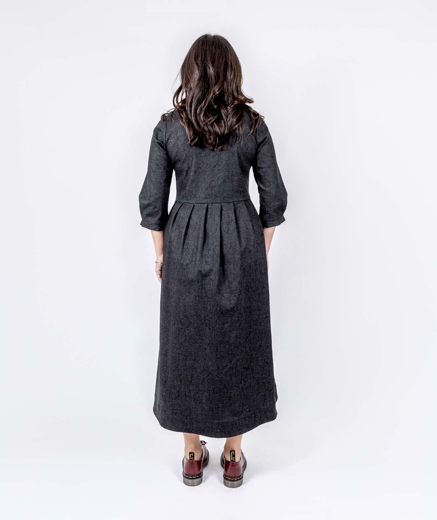 Long Pleated Denim Dress
