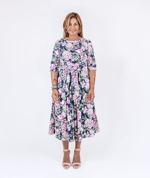 Navy Floral Dress