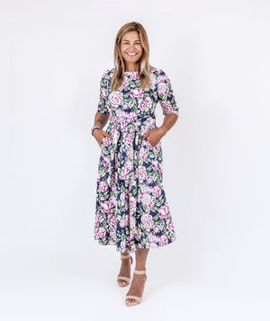 Navy Floral Dress